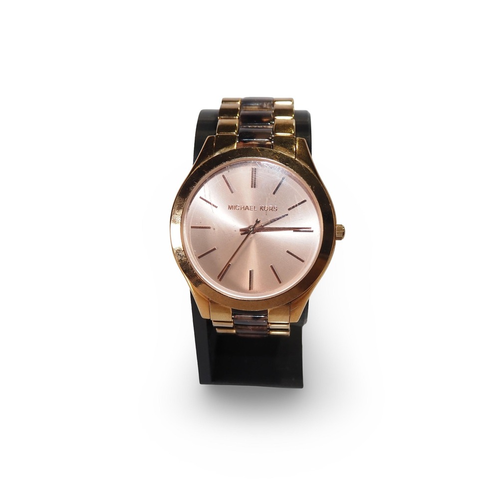 Michael Kors MK4301 Runway Rose Gold Tortoise Acetate Womens Watch 42mm